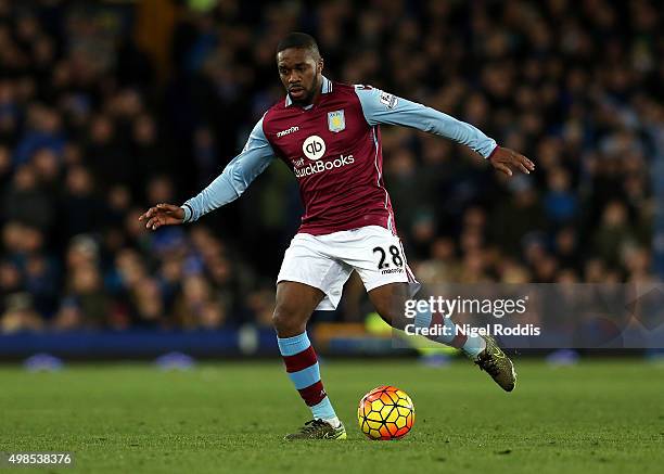 Charles N'Zogbia of Aston Villa during the Barclays Premier League match between Everton and Aston Villa at Goodison Park on November 21, 2015 in...