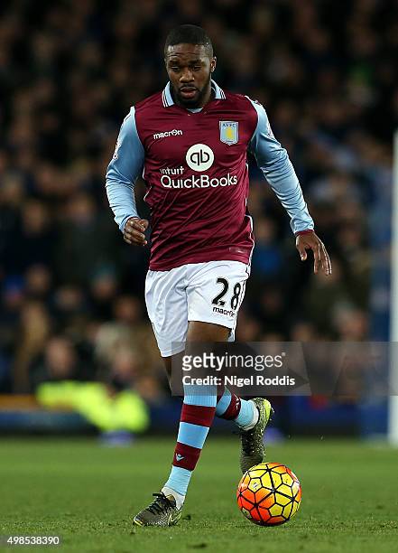 Charles N'Zogbia of Aston Villa during the Barclays Premier League match between Everton and Aston Villa at Goodison Park on November 21, 2015 in...