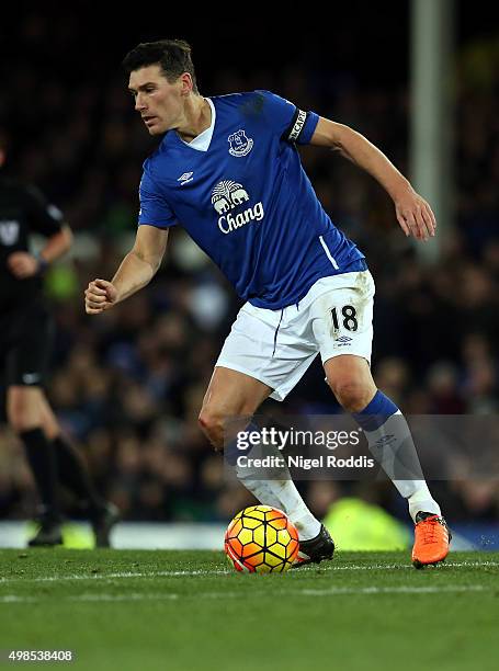 Gareth Barry of Everton during the Barclays Premier League match between Everton and Aston Villa at Goodison Park on November 21, 2015 in Liverpool,...
