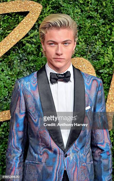 Lucky Blue Smith attends the British Fashion Awards 2015 at London Coliseum on November 23, 2015 in London, England.