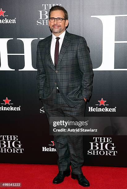 Actor Steve Carell attends "The Big Short" New York premiere at Ziegfeld Theater on November 23, 2015 in New York City.