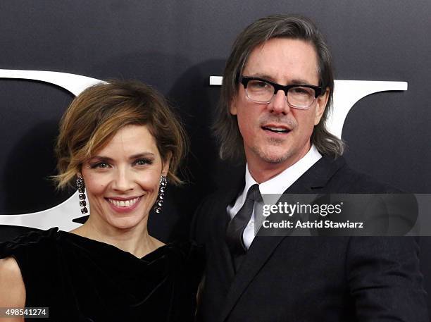 Mili Avital and Charles Randolph attend "The Big Short" New York premiere at Ziegfeld Theater on November 23, 2015 in New York City.