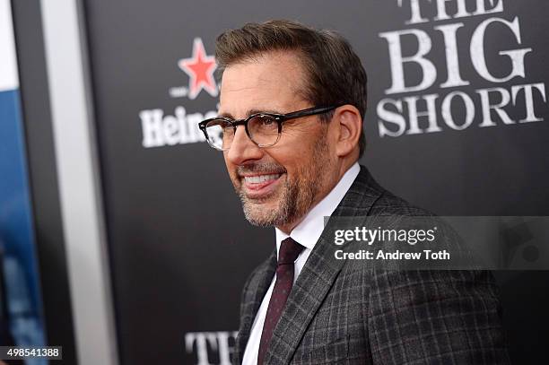 Steve Carell attends "The Big Short" New York premiere at Ziegfeld Theater on November 23, 2015 in New York City.