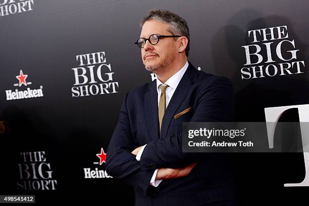 Adam McKay attends "The Big Short" New York premiere at Ziegfeld Theater on November 23, 2015 in New York City.