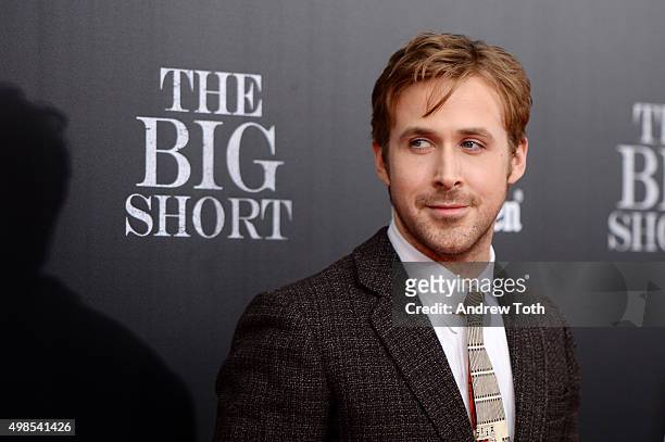 Ryan Gosling attends "The Big Short" New York premiere at Ziegfeld Theater on November 23, 2015 in New York City.
