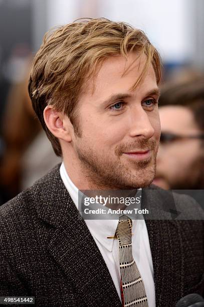 Ryan Gosling attends "The Big Short" New York premiere at Ziegfeld Theater on November 23, 2015 in New York City.