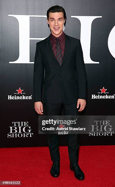 Finn Wittrock attends "The Big Short" New York premiere at Ziegfeld Theater on November 23, 2015 in New York City.