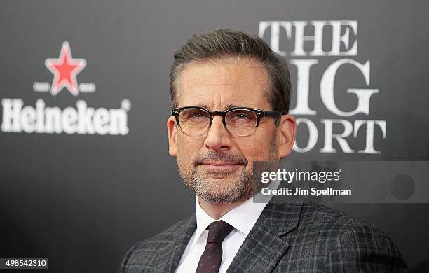 Actor Steve Carell attends the "The Big Short" New York premiere at Ziegfeld Theater on November 23, 2015 in New York City.