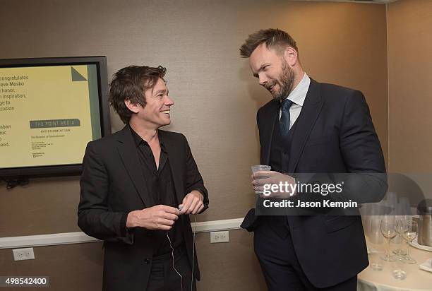 Nate Ruess of the band FUN and comedian Joel McHale attend Saban Community Clinic's 39th Annual Dinner Gala at The Beverly Hilton Hotel on November...