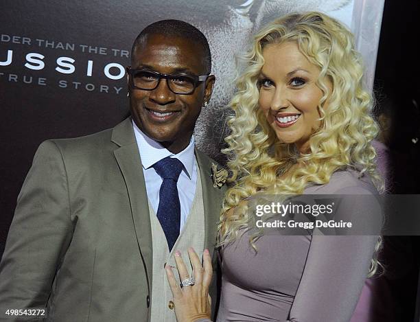 Tommy Davidson and wife Amanda Davidson arrive at the screening of Columbia Pictures' "Concussion" at Regency Village Theatre on November 23, 2015 in...