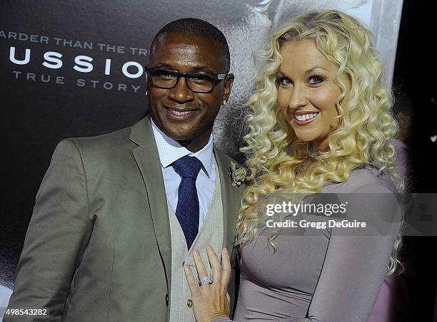 Tommy Davidson and wife Amanda Davidson arrive at the screening of Columbia Pictures' "Concussion" at Regency Village Theatre on November 23, 2015 in...