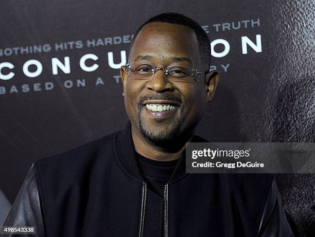 Actor Martin Lawrence arrives at the screening of Columbia Pictures' "Concussion" at Regency Village Theatre on November 23, 2015 in Westwood,...