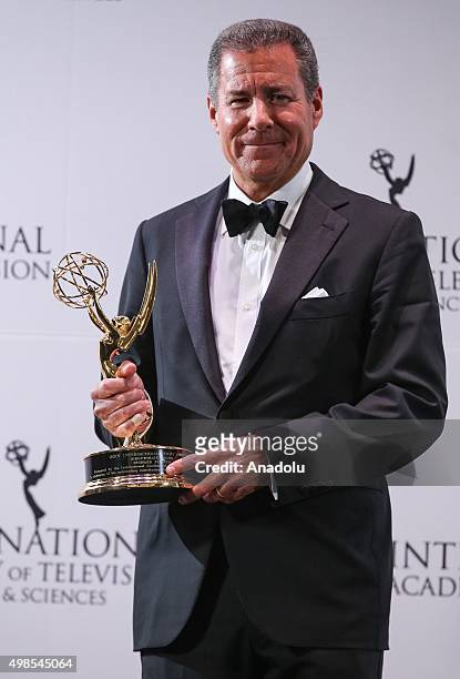 Special Directorate Award Recipient, Chairman & CEO, HBO, Richard Plepler poses for pictures during the 43rd International Emmy Awards press room...