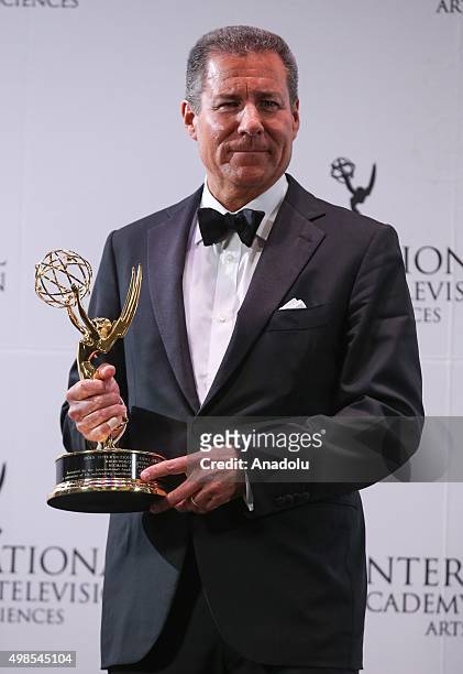 Special Directorate Award Recipient, Chairman & CEO, HBO, Richard Plepler poses for pictures during the 43rd International Emmy Awards press room...