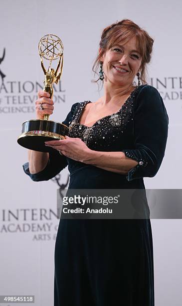 Award Winner for Best Performance By An Actress, Anneke von der Lippe (as Helen Sikkeland for Qevitne poses for pictures during the 43rd...