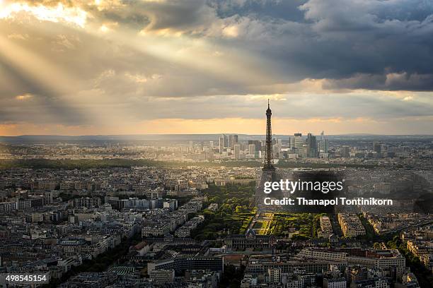 eiffel tower from montparnasse - paris aerial stock pictures, royalty-free photos & images