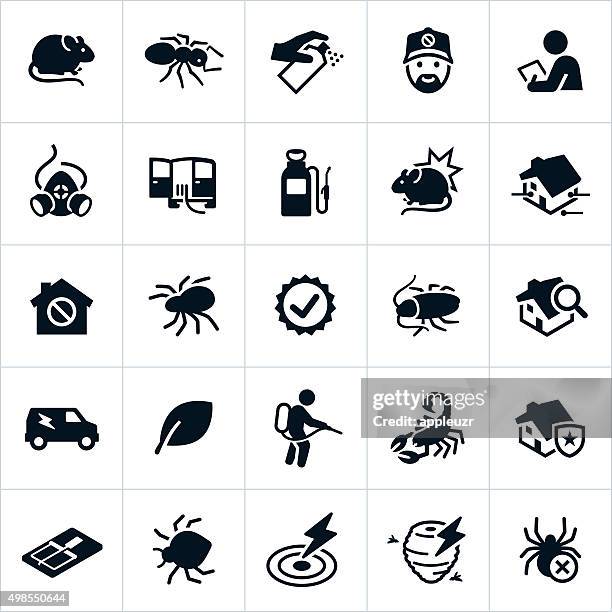 stockillustraties, clipart, cartoons en iconen met pest control icons - ants in house