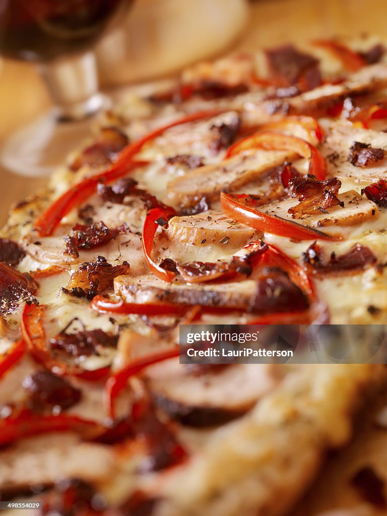 Grilled Chicken Carbonara Flatbread Pizza