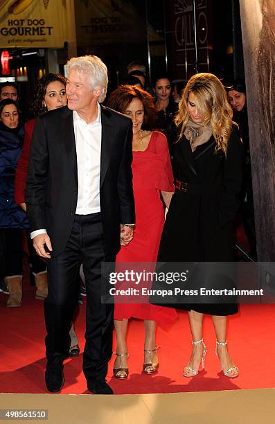 Richard Gere and his Spanish girlfriend Alejandra Silva attend 'Invisibles ' charity premiere at Callao cinema on November 23, 2015 in Madrid, Spain.