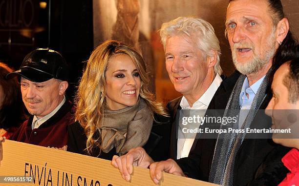 Richard Gere and his Spanish girlfriend Alejandra Silva attend 'Invisibles ' charity premiere at Callao cinema on November 23, 2015 in Madrid, Spain.