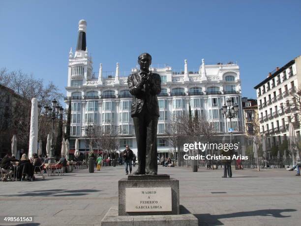 Sculpture of poet Federico García Lorca in the Plaza de Santa Ana in Madrid, opposite the Teatro Spanish, was entrusted to the sculptor Julio López...