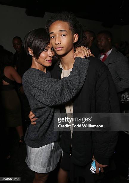 Jada Pinkett Smith and Jaden Smith attend the after party for a screening Of Columbia Pictures' "Concussion" on November 23, 2015 in Westwood,...