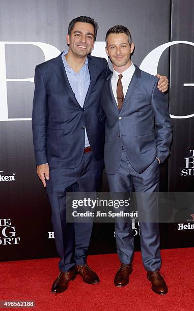 Vinny Daniels and actor Jeremy Strong attend the "The Big Short" New York premiere at Ziegfeld Theater on November 23, 2015 in New York City.