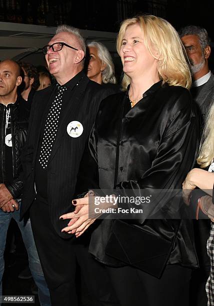 Jean Paul Gaultier, and Top model Christine Bergstrom attend the 'ICCARRE' Auction Cocktail To Benefit AIDS Research at Maison Jean Paul Gaultier on...