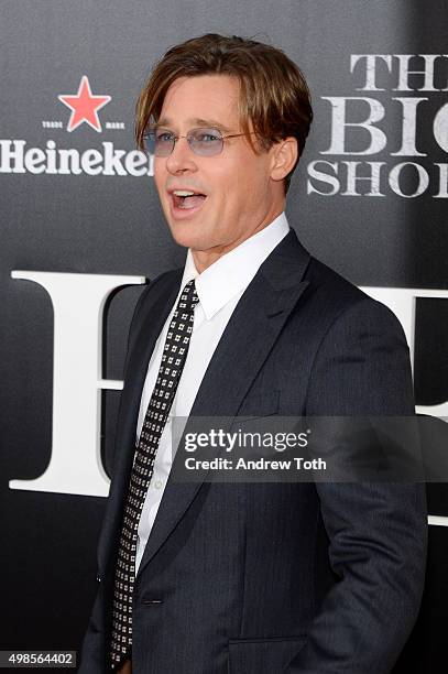 Brad Pitt attends "The Big Short" New York premiere at Ziegfeld Theater on November 23, 2015 in New York City.