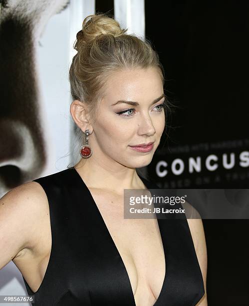 Sara Lindsey attends the screening of Columbia Pictures' 'Concussion' on November 23, 2015 in Westwood, California.