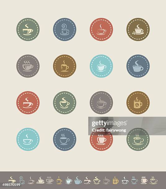 coffee icons - drinking ice coffee stock illustrations