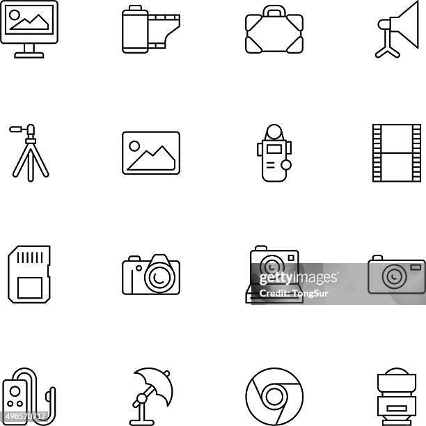 vector illustration of photography icons - instant camera icon stock illustrations