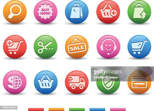 online shopping icons | satin series - buy online pick up in store stock illustrations
