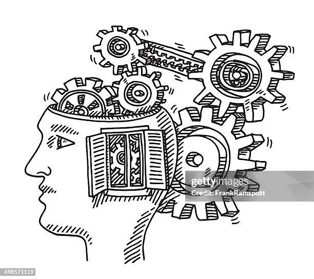 head fenster zeichnung getriebe - gears in motion stock-grafiken, -clipart, -cartoons und -symbole