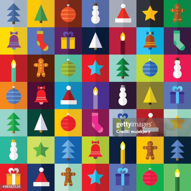 flat christmas pattern - vector illustration - tree topper stock illustrations