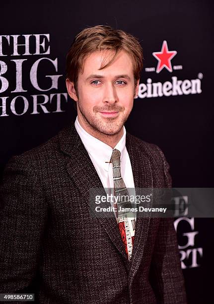 Ryan Gosling attends "The Big Short" New York Premiere at Ziegfeld Theater on November 23, 2015 in New York City.