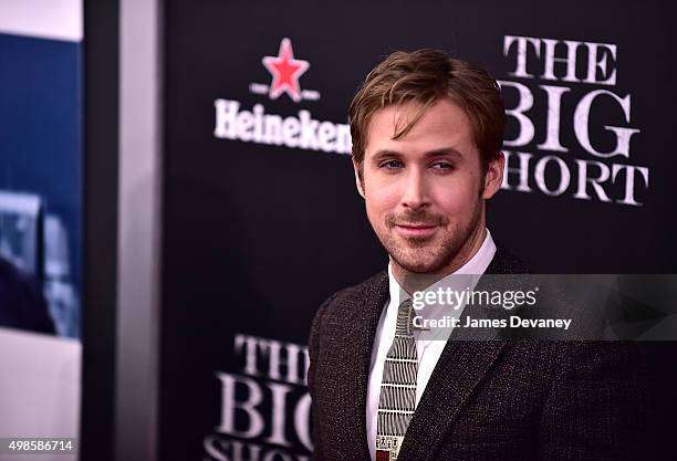 Ryan Gosling attends "The Big Short" New York Premiere at Ziegfeld Theater on November 23, 2015 in New York City.