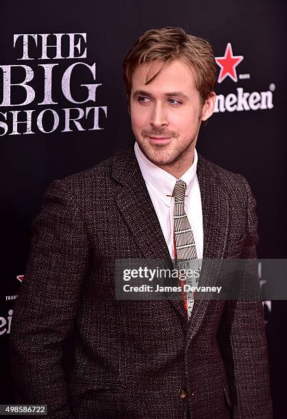 Ryan Gosling attends "The Big Short" New York Premiere at Ziegfeld Theater on November 23, 2015 in New York City.