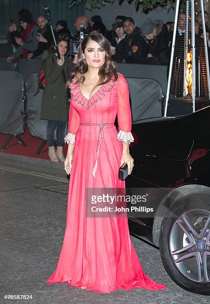 Salma Hayek attends the British Fashion Awards 2015 at London Coliseum on November 23, 2015 in London, England.