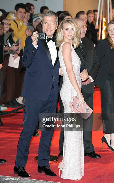 Rosie Huntington Whiteley and Mario Testino attends the British Fashion Awards 2015 at London Coliseum on November 23, 2015 in London, England.