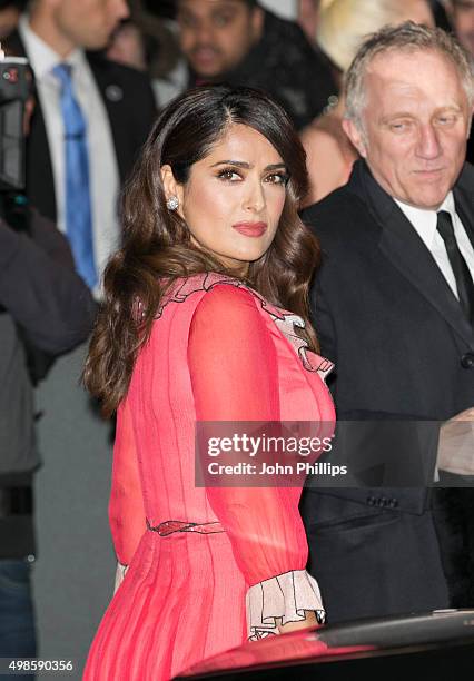 Salma Hayek attends the British Fashion Awards 2015 at London Coliseum on November 23, 2015 in London, England.