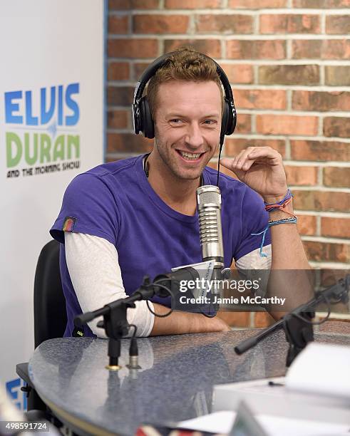 Chris Martin of Coldplay visits "The Elvis Duran Z100 Morning Show" at Z100 Studio on November 24, 2015 in New York City.