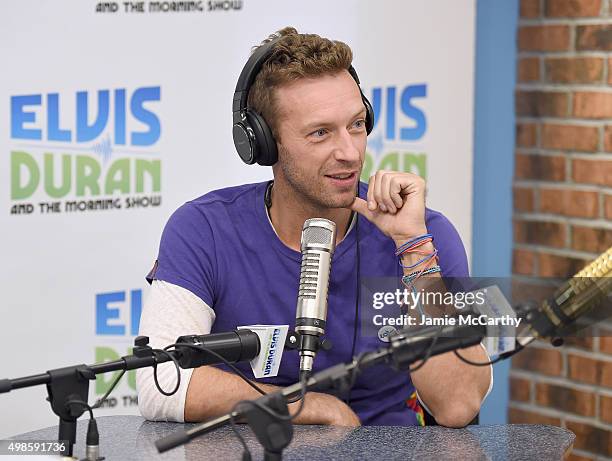 Chris Martin of Coldplay visits "The Elvis Duran Z100 Morning Show" at Z100 Studio on November 24, 2015 in New York City.