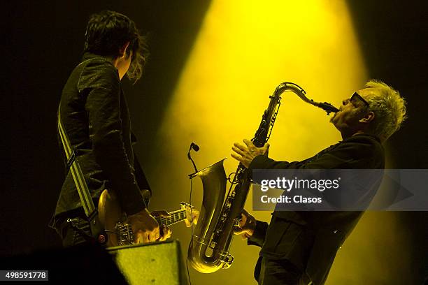 Saxophonist Mars Williams performs with his British band The Psychedelic Furs during first day of Corona Festival at Autódromo Hermanos Rodríguez on...