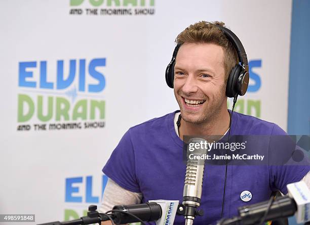 Chris Martin of Coldplay visits "The Elvis Duran Z100 Morning Show" at Z100 Studio on November 24, 2015 in New York City.