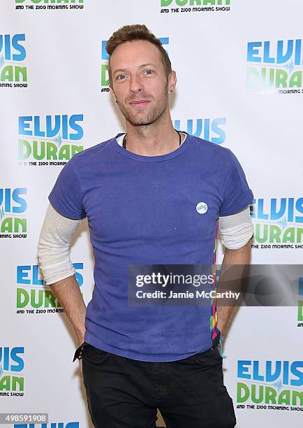 Chris Martin of Coldplay visits "The Elvis Duran Z100 Morning Show" at Z100 Studio on November 24, 2015 in New York City.