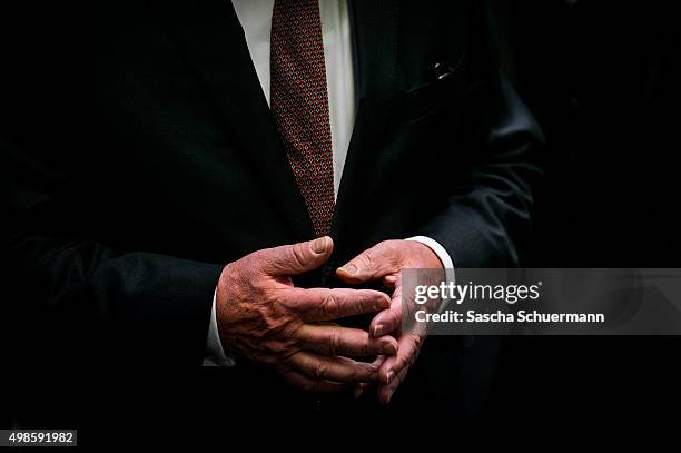 German President Joachim Gauck meets trainees at a job training facility at W. Eubel GmbH machine manufacturer on November 24, 2015 in Cologne,...