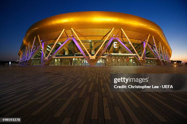 General view of the Sammy Ofer Stadium during the UEFA Champions League Group G match between Maccabi Tel-Aviv FC and Chelsea at the Sammy Ofer...