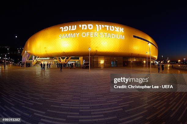 General view of the Sammy Ofer Stadium during the UEFA Champions League Group G match between Maccabi Tel-Aviv FC and Chelsea at the Sammy Ofer...