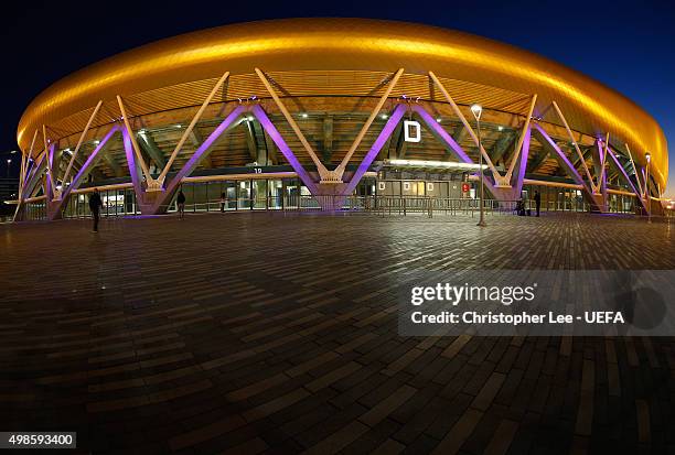 General view of the Sammy Ofer Stadium during the UEFA Champions League Group G match between Maccabi Tel-Aviv FC and Chelsea at the Sammy Ofer...
